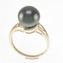 Load image into Gallery viewer, 3T00221-Beautiful-Genuine-Black-Tahitian-Pearl-14kt-Solid-Yellow-Gold-Solitaire-Ring
