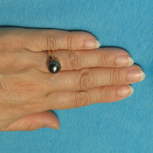 Load image into Gallery viewer, 3T00221-Beautiful-Genuine-Black-Tahitian-Pearl-14kt-Solid-Yellow-Gold-Solitaire-Ring