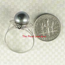 Load image into Gallery viewer, 3T99966-Solid-White-Gold-Maze-Design-Genuine-Blue-Tahitian-Pearl-Ring