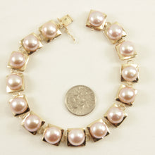 Load image into Gallery viewer, 4000082-14k-Yellow-Gold-Stationary-9mm-Pink-Cultured-Pearl-Bracelet