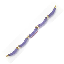 Load image into Gallery viewer, 4100272-14k-Gold-Oriental-Design-Clasp-5-Segments-Lavender-Jade-Bracelet