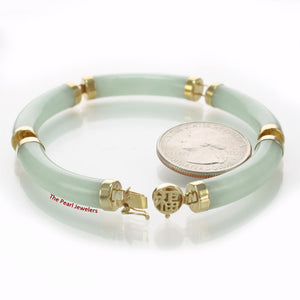 4100274-14k-Y/G-Oriental-Design-Clasp-5-Segments-Apple-Green-Jade-Bracelet