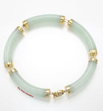 Load image into Gallery viewer, 4100274-14k-Y/G-Oriental-Design-Clasp-5-Segments-Apple-Green-Jade-Bracelet