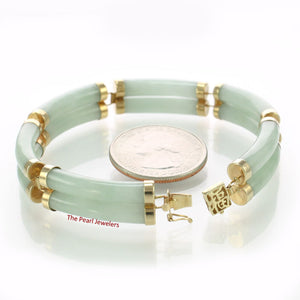 4109916-6-Segments-of-Double-Curved-Tube-Celadon-Green-Jade-14k-Y/G -Bracelet