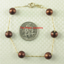 Load image into Gallery viewer, 4501173-14k-Yellow-Gold-Chocolate-Cultured-Pearl-Handcrafted-Tin-Cup-Bracelet
