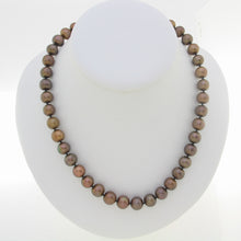 Load image into Gallery viewer, 600061A23-Chocolate-Pearl-14k-Yellow-Gold-Clasp-Hand-Knot-Necklace