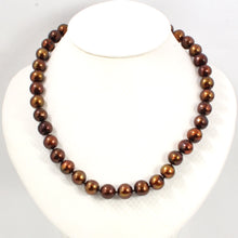 Load image into Gallery viewer, 600061A23-Chocolate-Pearl-14k-Yellow-Gold-Clasp-Hand-Knot-Necklace