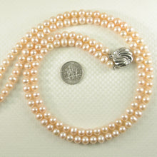 Load image into Gallery viewer, 600191-842-Natural-Pink-Cultured-Pearl-Double-Lanes-Necklace-Silver-925-Clasp