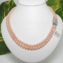 Load image into Gallery viewer, 600191-842-Nature-Pink-Pearl-Double-Lanes-Necklace-Silver-925-Clasp