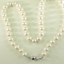 Load image into Gallery viewer, 600248S24-Beautiful-White-Pearl-Hand-Knot-Necklace-925-Silver-Clasp