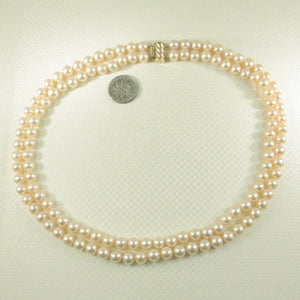 600559A412-Romantic-Peach-Pearl-Double-Lanes-Necklace-14k-Y/G-2-Rows-Clasp