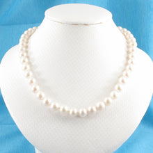 Load image into Gallery viewer, 600718-34-Beautiful-White-Pearl-Hand-Knot-Necklace-14k-Yellow-Gold-Clasps