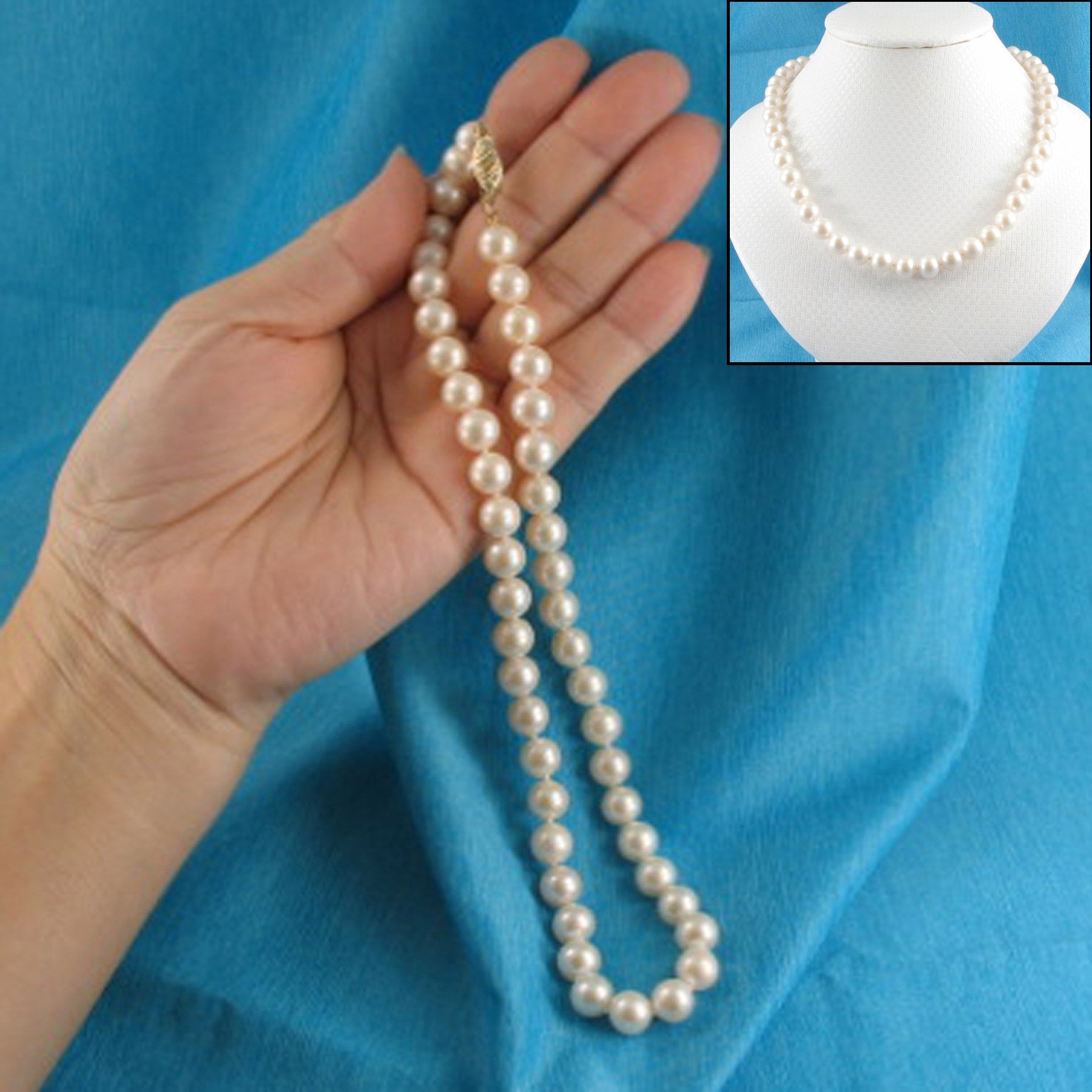 South Sea Pearl Necklace on White Gold Diamond Ball Clasp - 66mint Fine  Estate Jewelry