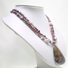 Load image into Gallery viewer, 603309S352-Simple-Small-Baroque-Pearl-Agate-Double-Strand-Necklace