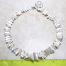 Load image into Gallery viewer, 615010G46-Simple-Yet-Elegant-White-Biwa-Pearl-Necklace-Magnetic-Clasp
