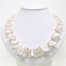 Load image into Gallery viewer, 615010G46-Simple-Yet-Elegant-White-Biwa-Pearl-Necklace-Magnetic-Clasp