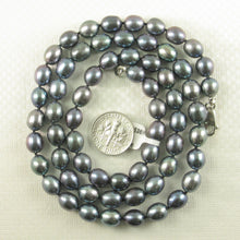 Load image into Gallery viewer, 620411S36H-7.5-8mm-Black-Cultured-Pearl-Necklace
