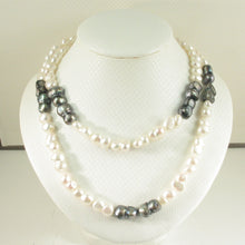 Load image into Gallery viewer, 630176P-White-Black-Baroque-Peanut-Shaped-Endless-Necklace