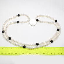 Load image into Gallery viewer, 6405041-Onyx-Roundel-White-Freshwater-Cultured-Pearls-Endless-Necklace
