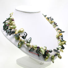 Load image into Gallery viewer, 649715S31C-Baroque Multi-color-Green-Pearl-Twist-Two-in-One-Necklace