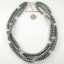 Load image into Gallery viewer, 6940505S35-Black-Roundel-Cultured-Freshwater-Pearls-Twist-Necklace