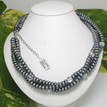 Load image into Gallery viewer, 6940505S35-Black-Roundel-Cultured-Freshwater-Pearls-Twist-Necklace