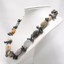 Load image into Gallery viewer, 696025S23B-Baroque-Agate-Black-Freshwater-Pearl-Handcrafted-Necklace