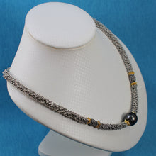 Load image into Gallery viewer, 6T0006S19-Beautiful-Silver-.925-Bali-Beads-Black-Tahitian-Pearl-Necklace