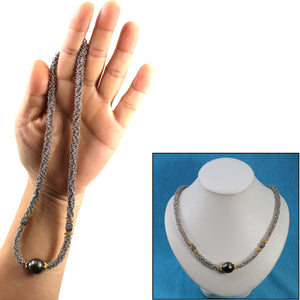 6T0006S19-Beautiful-Silver-.925-Bali-Beads-Black-Tahitian-Pearl-Necklace