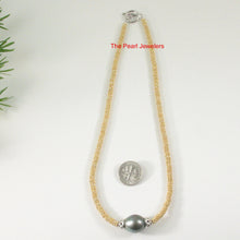 Load image into Gallery viewer, 6T0008S21-Silver-925-Bali-Beads-14kt-YG-Plated-Black-Tahitian-Pearl-Necklace