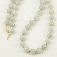 Load image into Gallery viewer, 6T50082-34-Natural-Celadon-Green-Jade-Beads-14k-YG-Clasp-Necklace