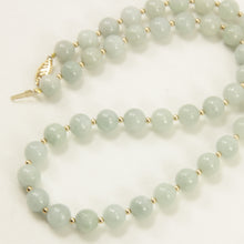 Load image into Gallery viewer, 6T50082-34-Natural-Celadon-Green-Jade-Beads-14k-YG-Clasp-Necklace