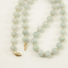 Load image into Gallery viewer, 6T50082-34-Natural-Celadon-Green-Jade-Beads-14k-YG-Clasp-Necklace