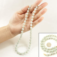 Load image into Gallery viewer, 6T50082-34-Natural-Celadon-Green-Jade-Beads-14k-YG-Clasp-Necklace