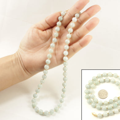 6T50082-34-Natural-Celadon-Green-Jade-Beads-14k-YG-Clasp-Necklace