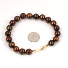Load image into Gallery viewer, 700061-34-14k-YG-Clasp-Chocolate-Genuine-Pearl-Hand-Knot-Bracelet