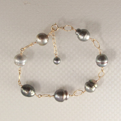 Unisex Tahitian Black Pearl Bracelet in 14K Gold Filled