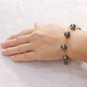 74T0402-14k-Gold-Filled-Chain-Handcrafted-of-Black-Tahitian-Pearl-Fancy-Style-Bracelet