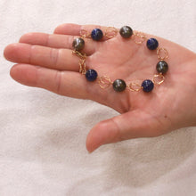 Load image into Gallery viewer, 74T0420-Lapis-Lazuli-Tahitian-Pearl-Handcrafted-Fancy-14k-Gold-Filled-Bracelet