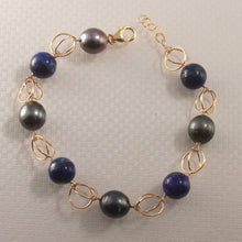 Load image into Gallery viewer, 74T0420-Lapis-Lazuli-Tahitian-Pearl-Handcrafted-Fancy-14k-Gold-Filled-Bracelet