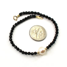 Load image into Gallery viewer, 750817G36-14k-Yellow-Gold-Beads-Black-Onyx-8mm-Freshwater-Pearl-Bracelet
