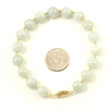 Load image into Gallery viewer, 7T50082-Natural-Celadon-Green-Jade-Beads-14k-YG-Clasp-2.5mm-Beads-Bracelet