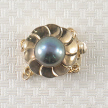 Load image into Gallery viewer, 800040B-14K-Solid-Gold-Double-Strand-(2 rows)-Blue-Gray-Cultured-Pearl-Clasp