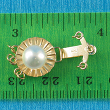 Load image into Gallery viewer, 800044-14K-Solid-Yellow-Gold-Triple-Strands-(3 rows)-White-Cultured-Pearl-Clasp