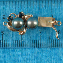 Load image into Gallery viewer, 800066B-Sapphire-Black-Cultured-Pearl-14K-Solid-Yellow-Gold-Clasp