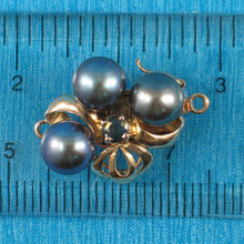 Load image into Gallery viewer, 800067B-Black-Cultured-Pearl-14K-Solid-Yellow-Gold-Sapphire-Clasp
