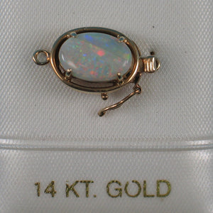820002-14KT- Solid-Yellow-Gold-Genuine-Natural-Opal-Rich-White-Good-Fire-Clasp