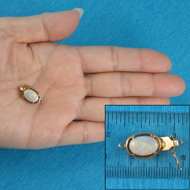 820002-14KT- Solid-Yellow-Gold-Genuine-Natural-Opal-Rich-White-Good-Fire-Clasp