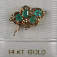 Load image into Gallery viewer, 820008-14Kt-Solid-Yellow-Gold-Four-Natural-Green-Emerald-Diamond-Clasp