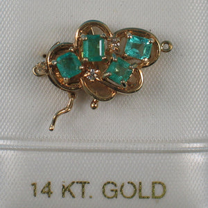 820008-14Kt-Solid-Yellow-Gold-Four-Natural-Green-Emerald-Diamond-Clasp